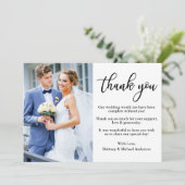 Modern Elegant Calligraphy Photo Wedding Bedankkaart (Staand voorkant)