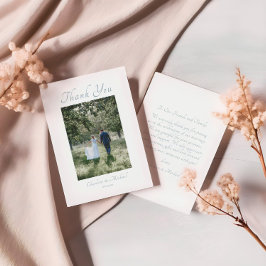 Modern Elegant Calligraphy Photo Wedding Bedankkaart