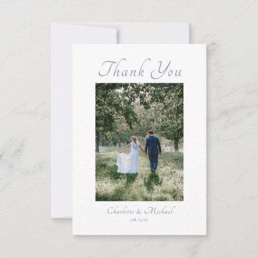 Modern Elegant Calligraphy Photo Wedding Bedankkaart (Voorkant)