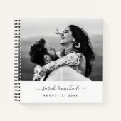 Modern Elegant Calligraphy Photo Wedding Guest Notitieboek (Voorkant)