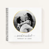 Modern Elegant Calligraphy Photo Wedding Guest Notitieboek (Voorkant)