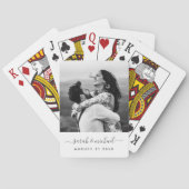 Modern Elegant Calligraphy Photo Wedding Guest Pokerkaarten (Achterkant)