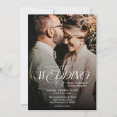 Modern Elegant Calligraphy Photo Wedding Kaart (Voorkant)