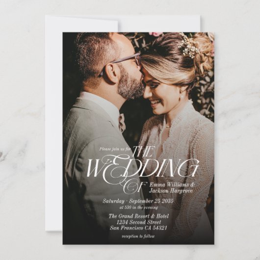 Modern Elegant Calligraphy Photo Wedding Kaart (Voorkant)