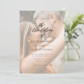 Modern Elegant Calligraphy Photo Wedding Kaart (Staand voorkant)