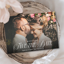 Modern Elegant Calligraphy Photo Wedding Save The Date