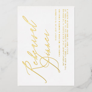 Modern Elegant Calligraphy Rehearsal Dinner Folie Uitnodiging