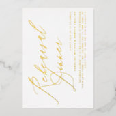 Modern Elegant Calligraphy Rehearsal Dinner Folie Uitnodiging (Voorkant)