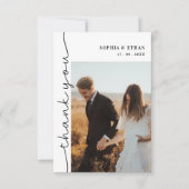 Modern Elegant Calligraphy Script 3 Photo Wedding Bedankkaart (Voorkant)