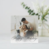  Modern Elegant Calligraphy Script Christmas Photo Feestdagenkaart (Staand voorkant)