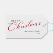 Modern Elegant Calligraphy Script Merry Christmas Cadeaulabel (Voorkant (Horizontaal))