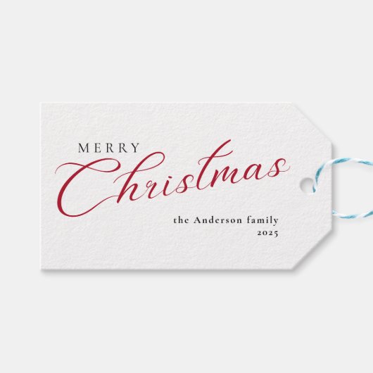 Modern Elegant Calligraphy Script Merry Christmas Cadeaulabel (Voorkant (Horizontaal))