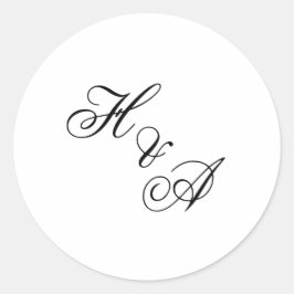 Modern Elegant Calligraphy Script Monogram Wedding Ronde Sticker