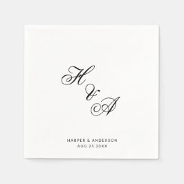 Modern Elegant Calligraphy Script Monogram Wedding Servet