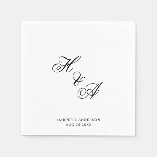 Modern Elegant Calligraphy Script Monogram Wedding Servet (Voorkant)