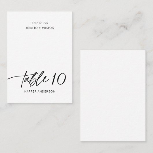 Modern Elegant Calligraphy Script Wedding Guest Plaatskaartje (Voorkant / Achterkant)
