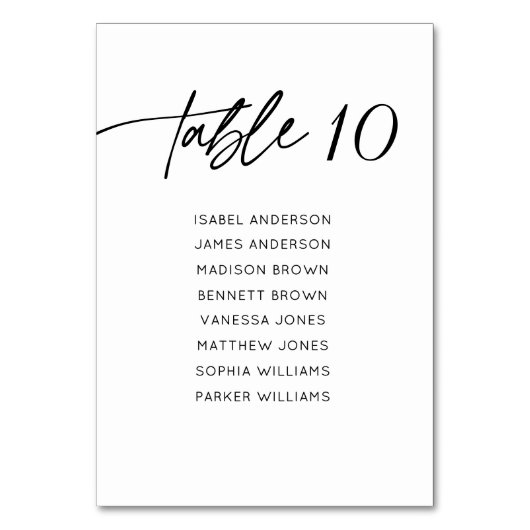 Modern Elegant Calligraphy Script Wedding Seating Kaart (Voorkant)