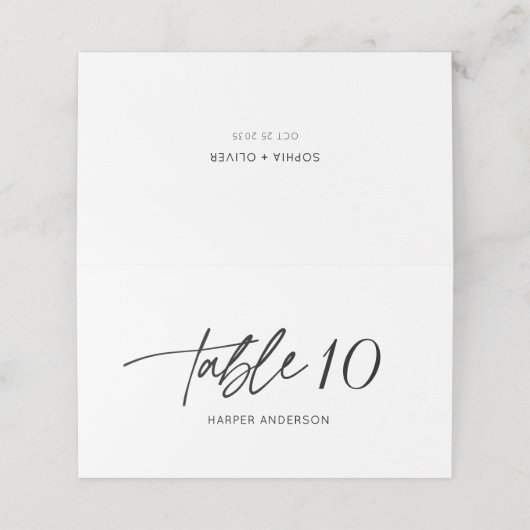 Modern Elegant Calligraphy Script Wedding Seating Plaatskaartje (Buitenkant ongevouwen)