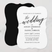 Modern Elegant Calligraphy Wedding Black and White Kaart (Voorkant / Achterkant)