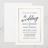 Modern Elegant Calligraphy Wedding Black en Gold Kaart (Voorkant / Achterkant)