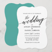 Modern Elegant Calligraphy Wedding Blauwgroen Kaart (Voorkant / Achterkant)