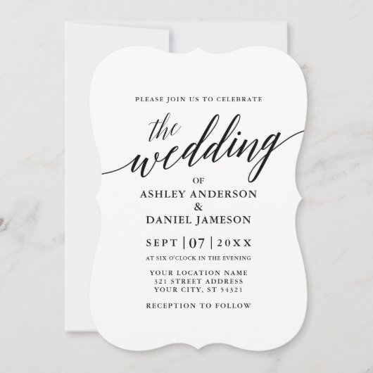 Modern Elegant Calligraphy Wedding Blauwgroen Kaart (Voorkant)