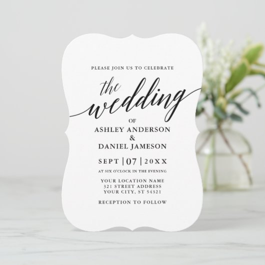Modern Elegant Calligraphy Wedding Blauwgroen Kaart (Staand voorkant)
