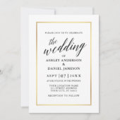 Modern Elegant Calligraphy Wedding Burgundy Gold Kaart (Voorkant)