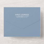 Modern Elegant Calligraphy Wedding Dusty Blue All In One Uitnodiging (Achterkant)