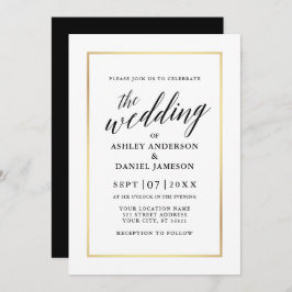 Modern Elegant Calligraphy Wedding Gold Lijst Kaart