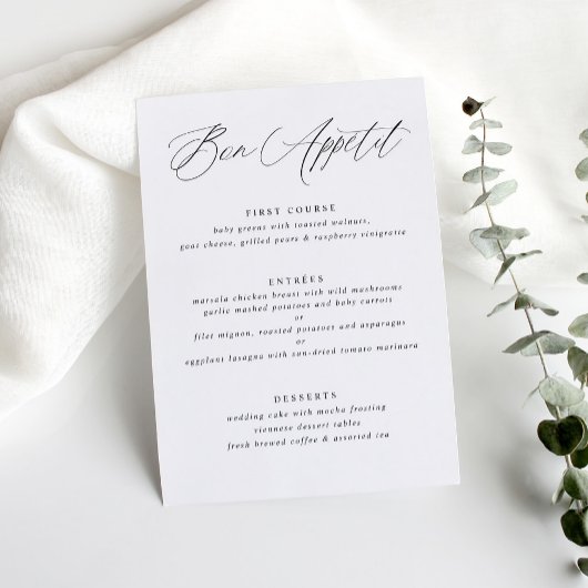 Modern Elegant Calligraphy Wedding Menu