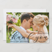Modern Elegant Calligraphy Wedding Photo Bedankkaart (Voorkant)