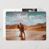 Modern Elegant Calligraphy Wedding Photo Bedankkaart (Voorkant / Achterkant)