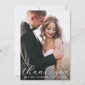 Modern Elegant Calligraphy Wedding Photo W Bedankkaart (Voorkant)