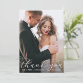 Modern Elegant Calligraphy Wedding Photo W Bedankkaart (Staand voorkant)