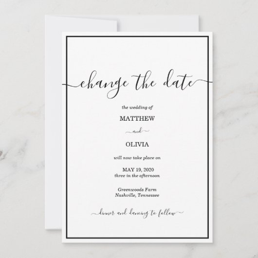 Modern Elegant Calligraphy Wedding Save The Date (Voorkant)