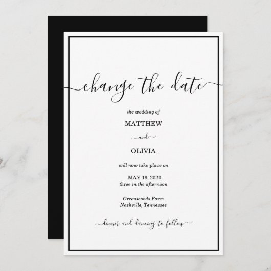 Modern Elegant Calligraphy Wedding Save The Date (Voorkant / Achterkant)