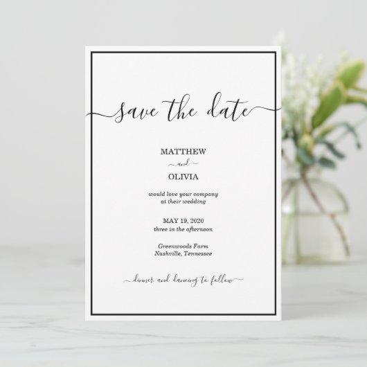 Modern Elegant Calligraphy Wedding Save The Date (Staand voorkant)