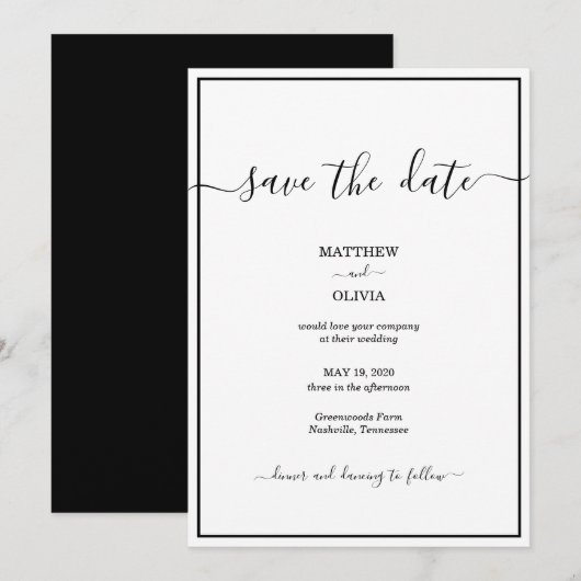 Modern Elegant Calligraphy Wedding Save The Date (Voorkant / Achterkant)