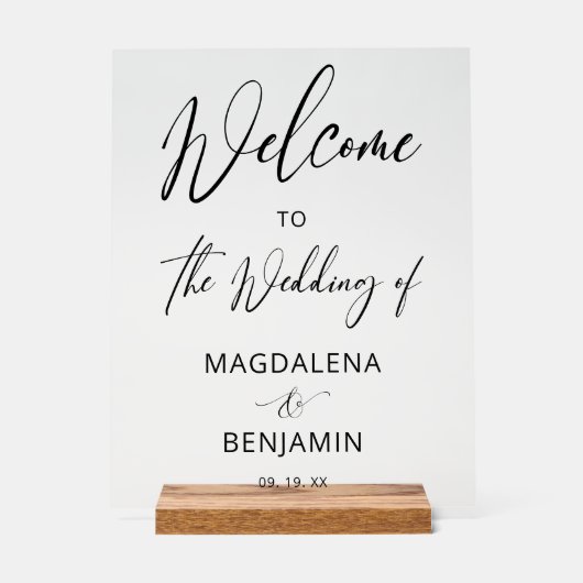 Modern Elegant Calligraphy Wedding Welcome Acryl Bord (Voorkant)