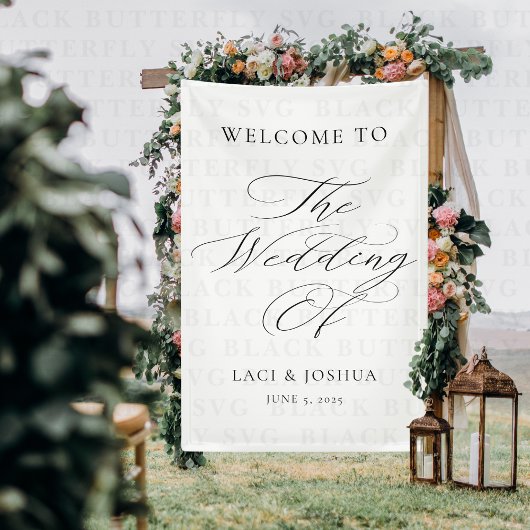 Modern Elegant Calligraphy Wedding Welcome Sign Spandoek