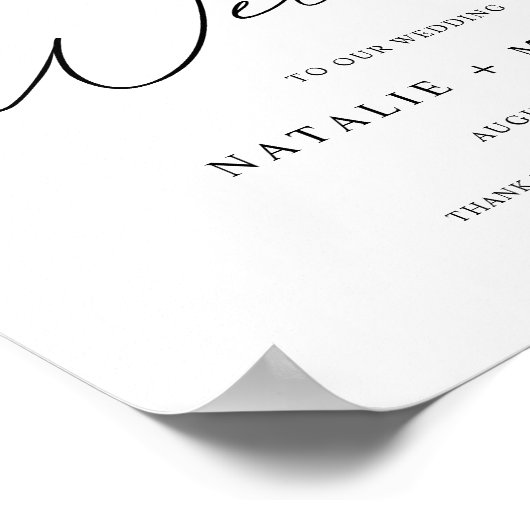 Modern Elegant Calligraphy Welcome Wedding Sign Poster (Hoek)