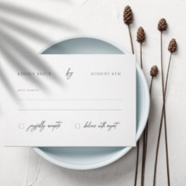 Modern Elegant Calligraphy White Wedding RSVP Kaartje