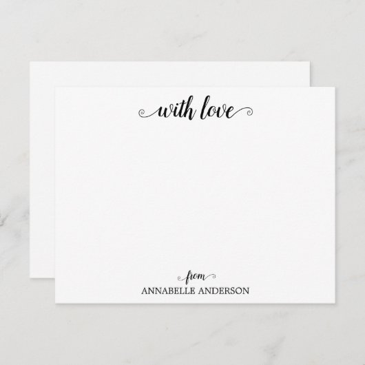 Modern elegant Casual met Love Black Script Notitiekaartje (Voorkant / Achterkant)