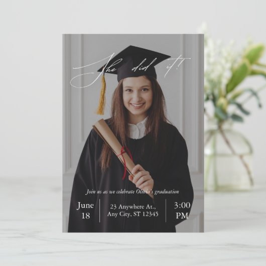 Modern Elegant Celebration Afstuderen Invitation Kaart (Staand voorkant)