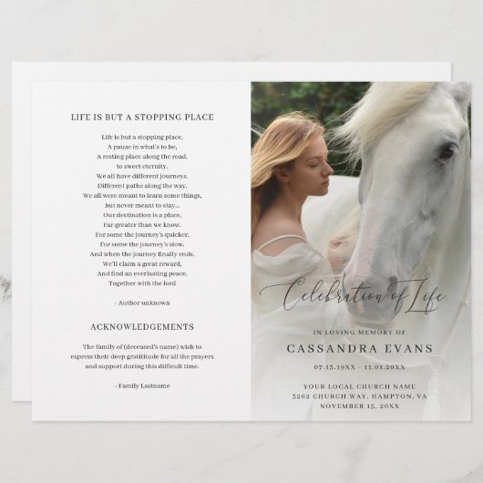 Modern Elegant Celebration of Life-programma (Voorkant / Achterkant)