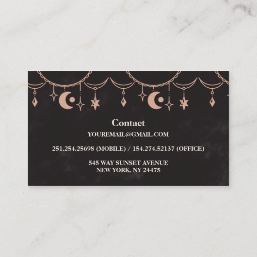 Modern Elegant Celestial Elements Yoga Visitekaartje (Achterkant)