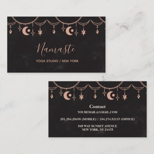 Modern Elegant Celestial Elements Yoga Visitekaartje (Voorkant / Achterkant)