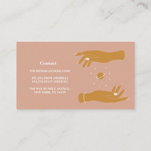 Modern Elegant Celestial Hands Yoga Visitekaartje (Achterkant)