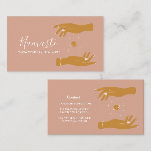 Modern Elegant Celestial Hands Yoga Visitekaartje (Voorkant / Achterkant)